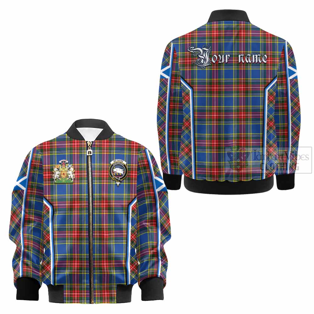 Bethune Tartan Crest Kid Bomber Jacket Scotland Coat of Arm Flag Style - Tartan Vibes Clothing