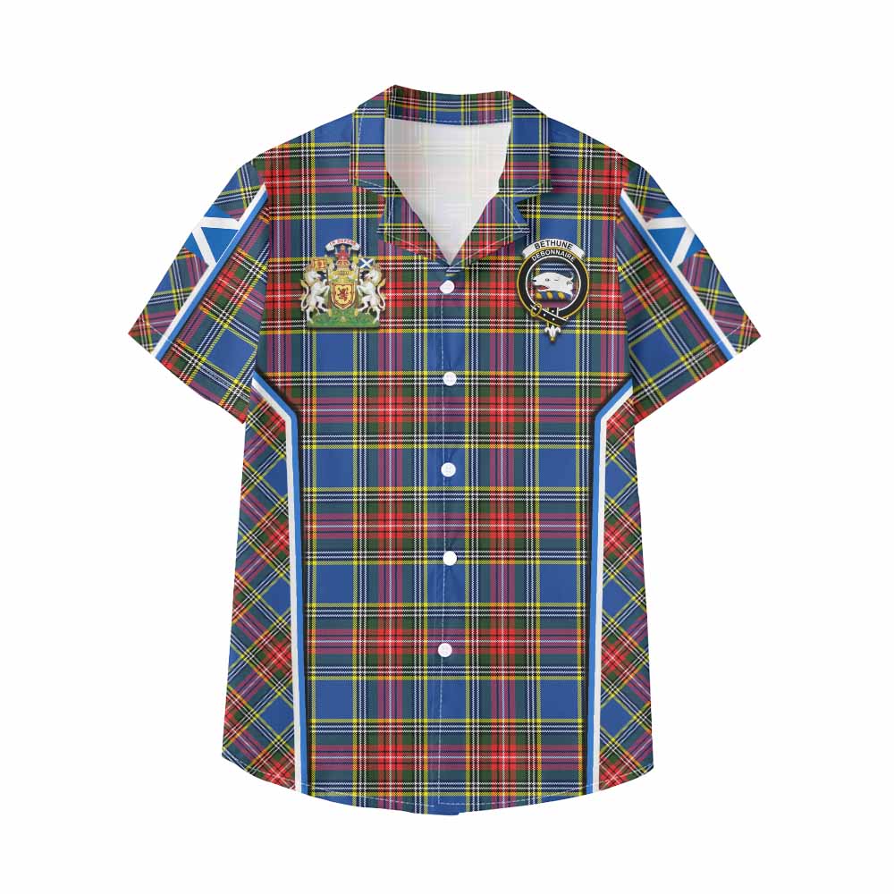 Bethune Tartan Crest Kid Hawaiian Shirt Scotland Coat of Arm Flag Style - Tartan Vibes Clothing