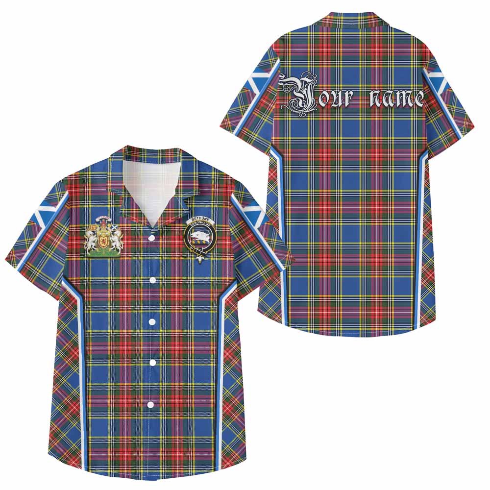 Bethune Tartan Crest Kid Hawaiian Shirt Scotland Coat of Arm Flag Style - Tartan Vibes Clothing