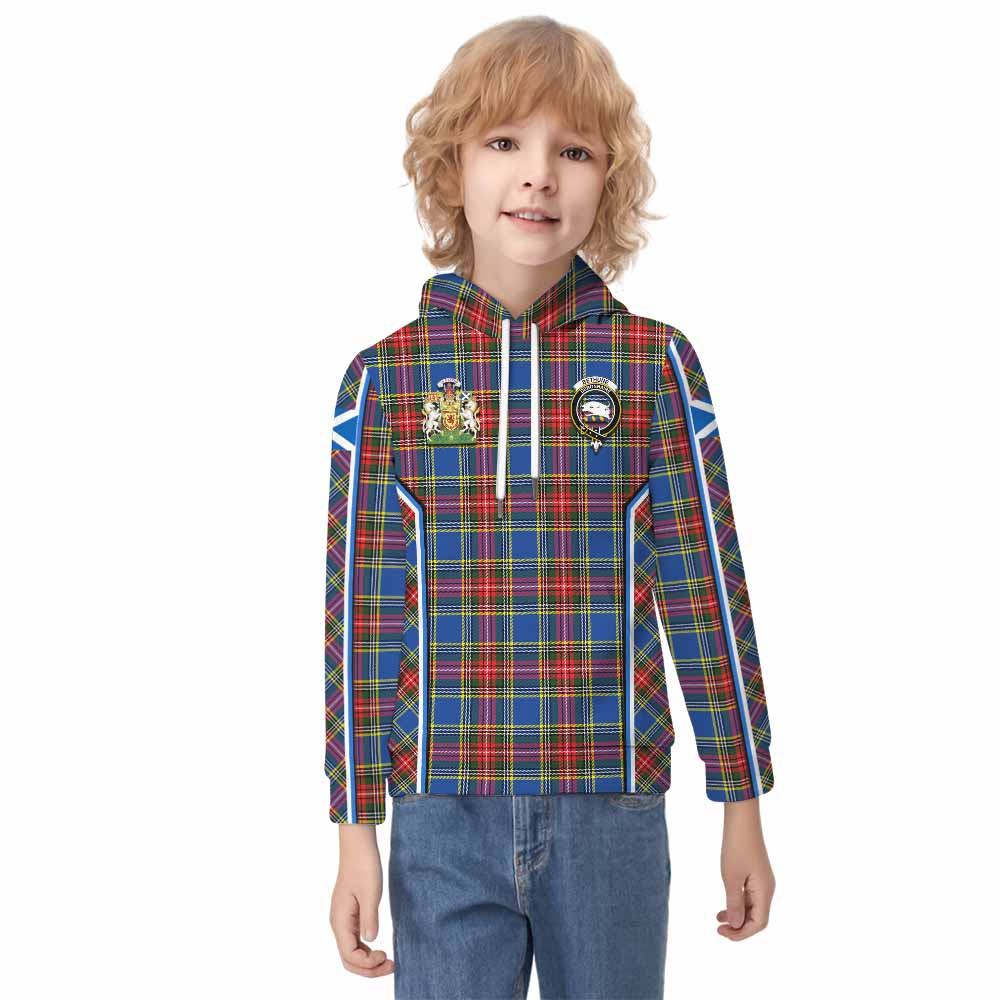 Bethune Tartan Crest Kid Hoodie Scotland Coat of Arm Flag Style - Tartan Vibes Clothing