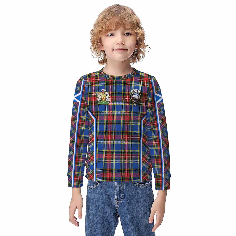 Bethune Tartan Crest Kid Knitted Sweatshirt Scotland Coat of Arm Flag Style - Tartan Vibes Clothing