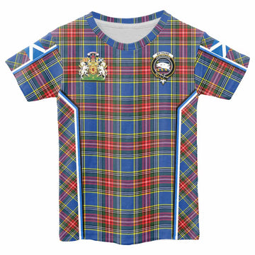 Bethune Tartan Crest Kid T-shirt Scotland Coat of Arm Flag Style - Tartan Vibes Clothing
