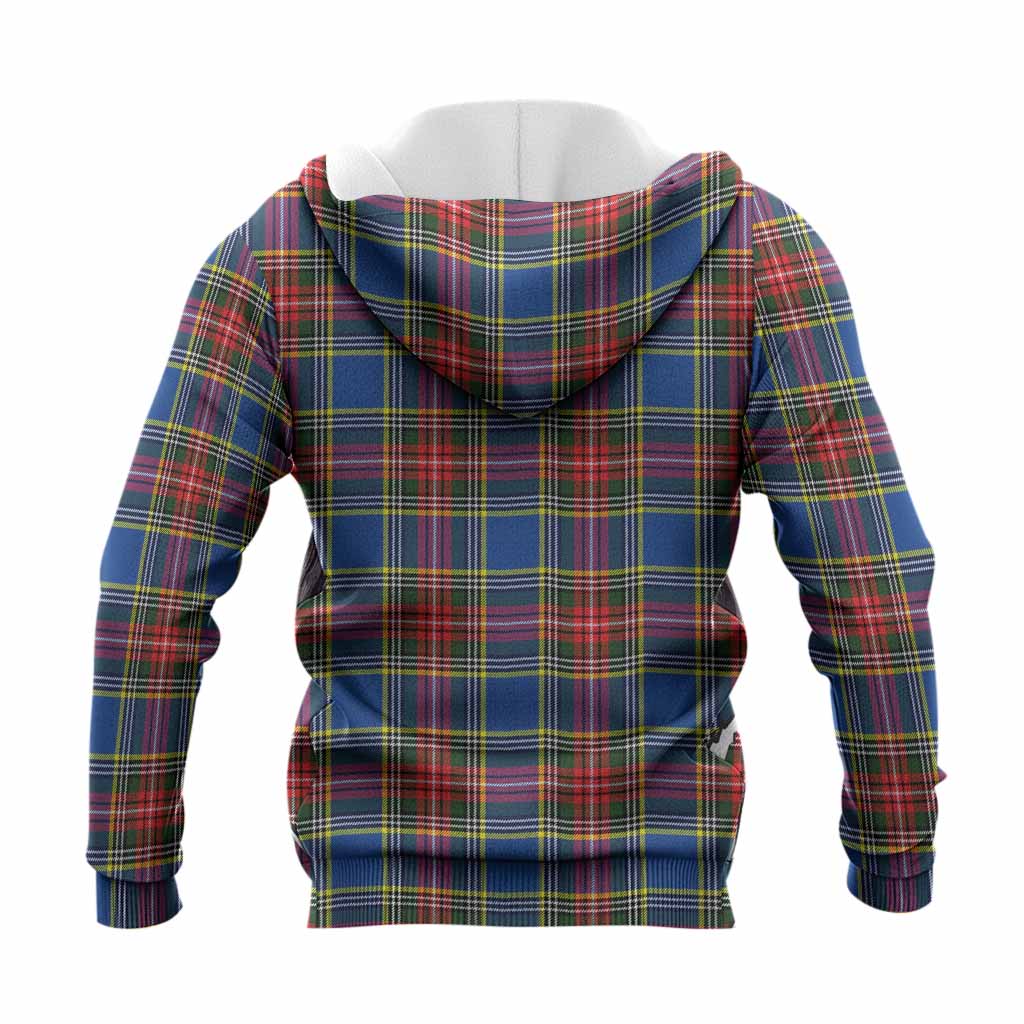 Bethune Tartan Crest Knitted Hoodie Ferocious Lion Style