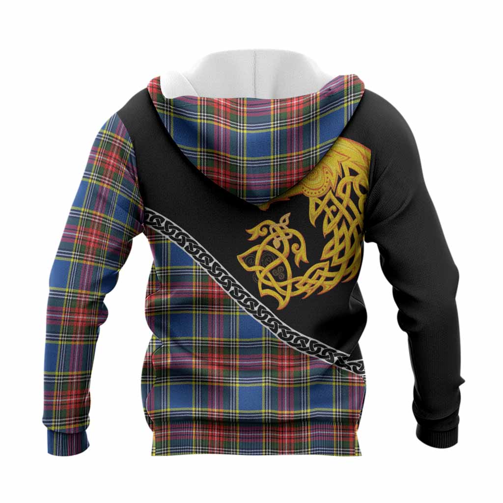 Bethune Tartan Crest Knitted Hoodie Legendary Dragon Knot Half Style