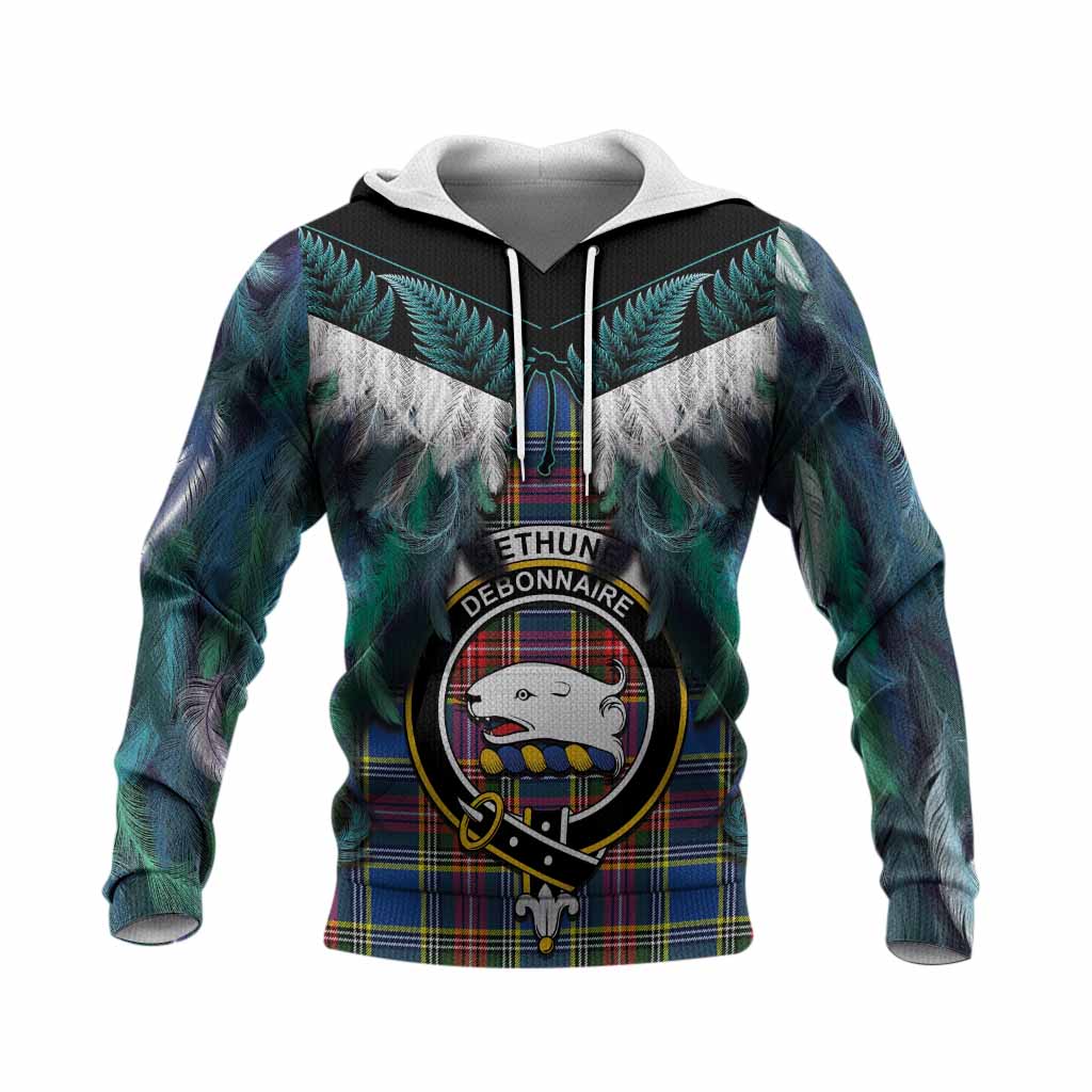 Bethune Tartan Crest Knitted Hoodie New Zealand Maori Korowai Cloak