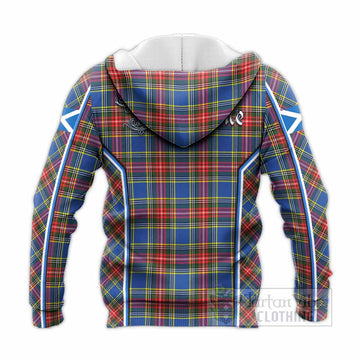 Bethune Tartan Crest Knitted Hoodie Scotland Coat of Arm Flag Style