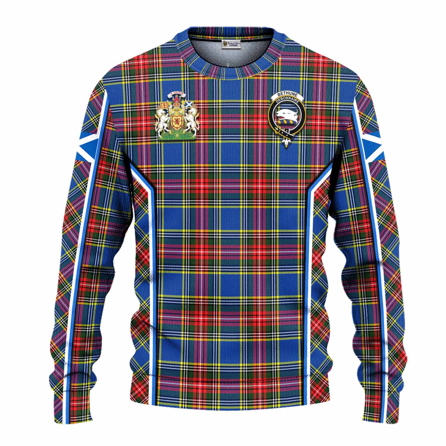 Bethune Tartan Crest Knitted Sweater Scotland Coat of Arm Flag Style - Tartan Vibes Clothing