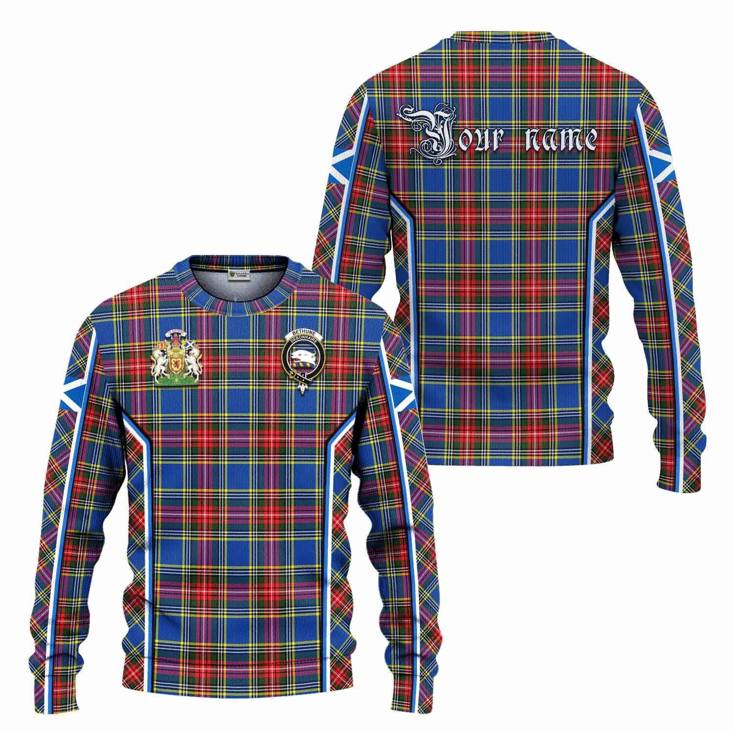 Bethune Tartan Crest Knitted Sweater Scotland Coat of Arm Flag Style - Tartan Vibes Clothing