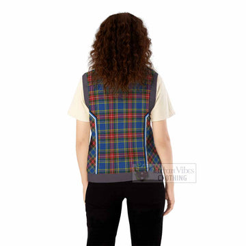Bethune Tartan Crest Knitted V-Neck Vest Scotland Coat of Arm Flag Style