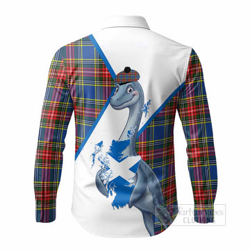 Bethune Tartan Crest Loch Ness Monster Long Sleeve Button Shirts Nessie Scottish Map Tha Gradh Agam Air Alba