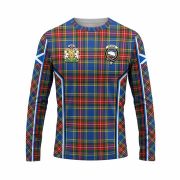 Bethune Tartan Crest Long Sleeve T-Shirt Scotland Coat of Arm Flag Style - Tartan Vibes Clothing
