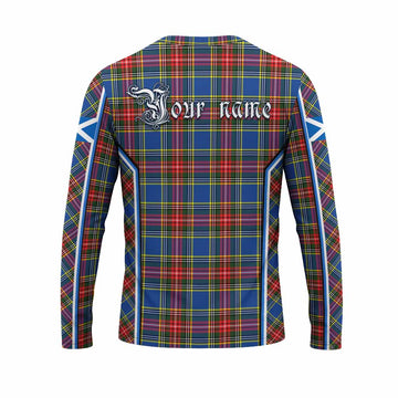 Bethune Tartan Crest Long Sleeve T-Shirt Scotland Coat of Arm Flag Style - Tartan Vibes Clothing