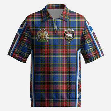 Bethune Tartan Crest Men’s Polo Sweater Top Scotland Coat of Arm Flag Style
