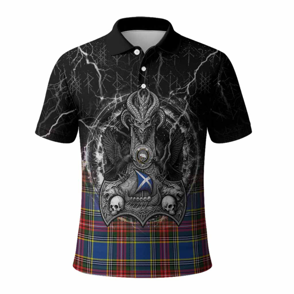 Bethune Tartan Crest Polo Shirt Celtic Odin's Raven Legacy