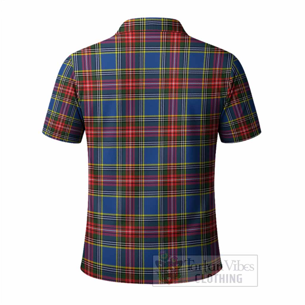 Bethune Tartan Crest Polo Shirt Ferocious Lion Style