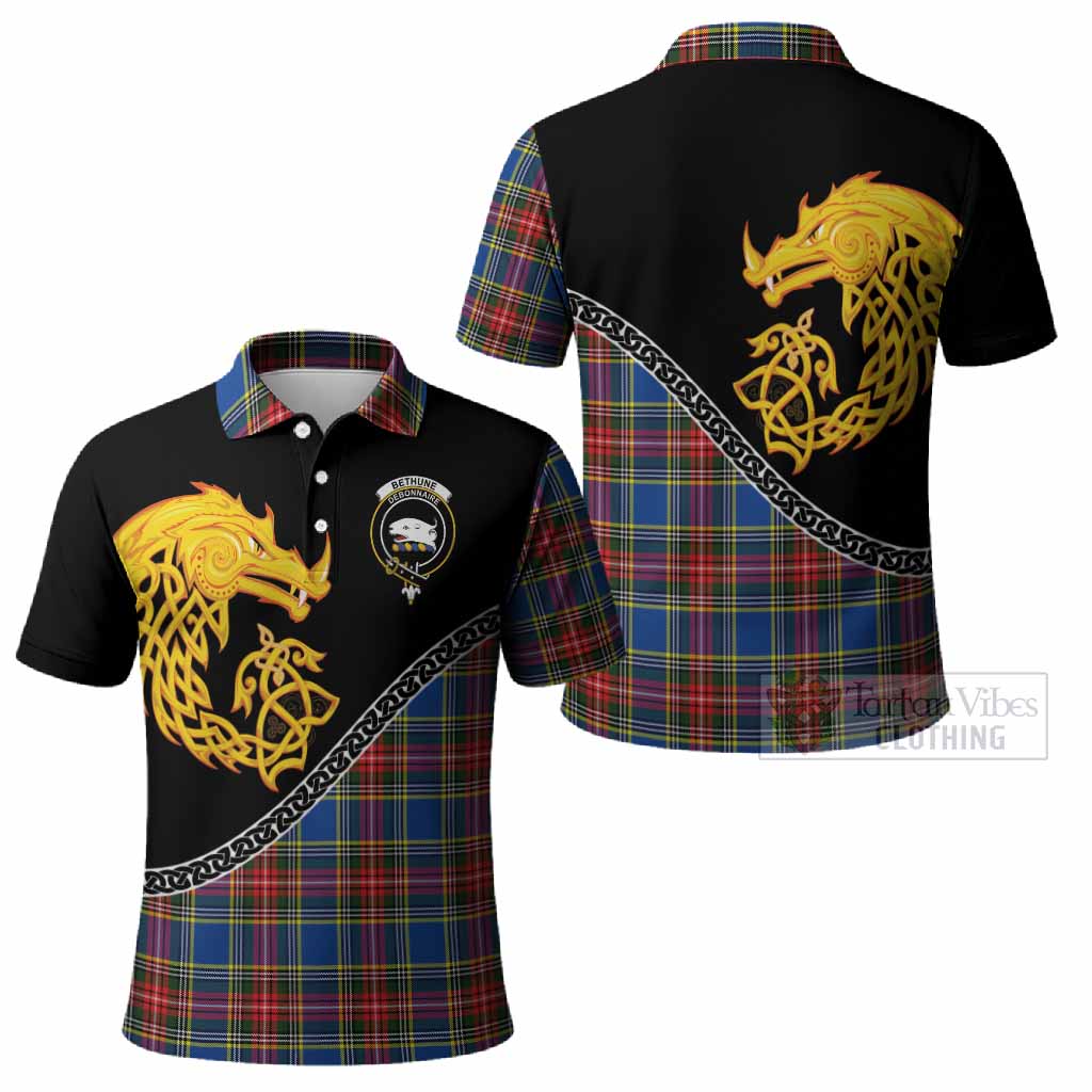 Bethune Tartan Crest Polo Shirt Legendary Dragon Knot Half Style