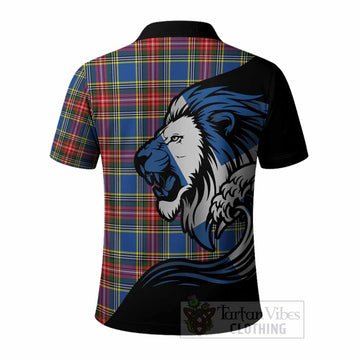 Bethune Tartan Crest Polo Shirt Scottish Golden Lions Wave Flow