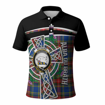 Bethune Tartan Crest Polo Shirt Scottish Thistle Celtic Cross Alba Gu Brath