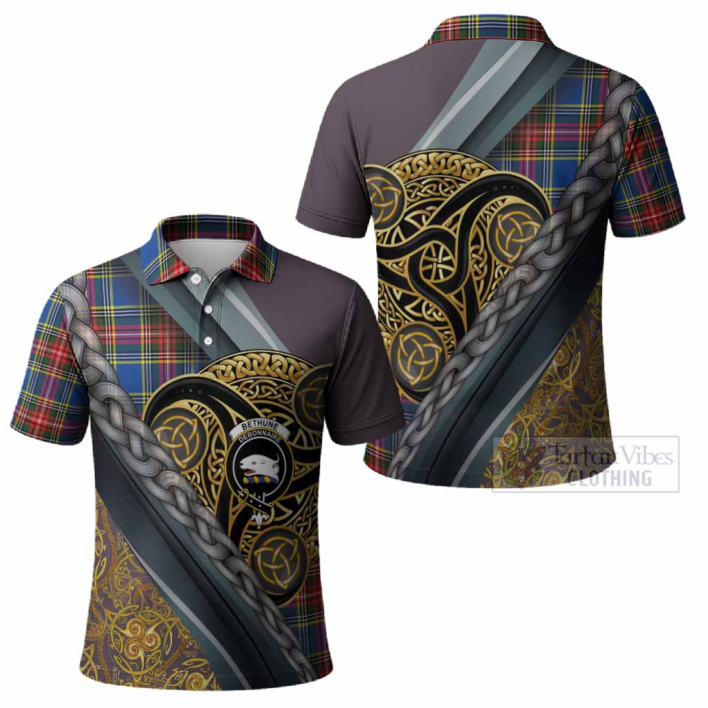 Bethune Tartan Crest Polo Shirt Scottish Triskele Celtic