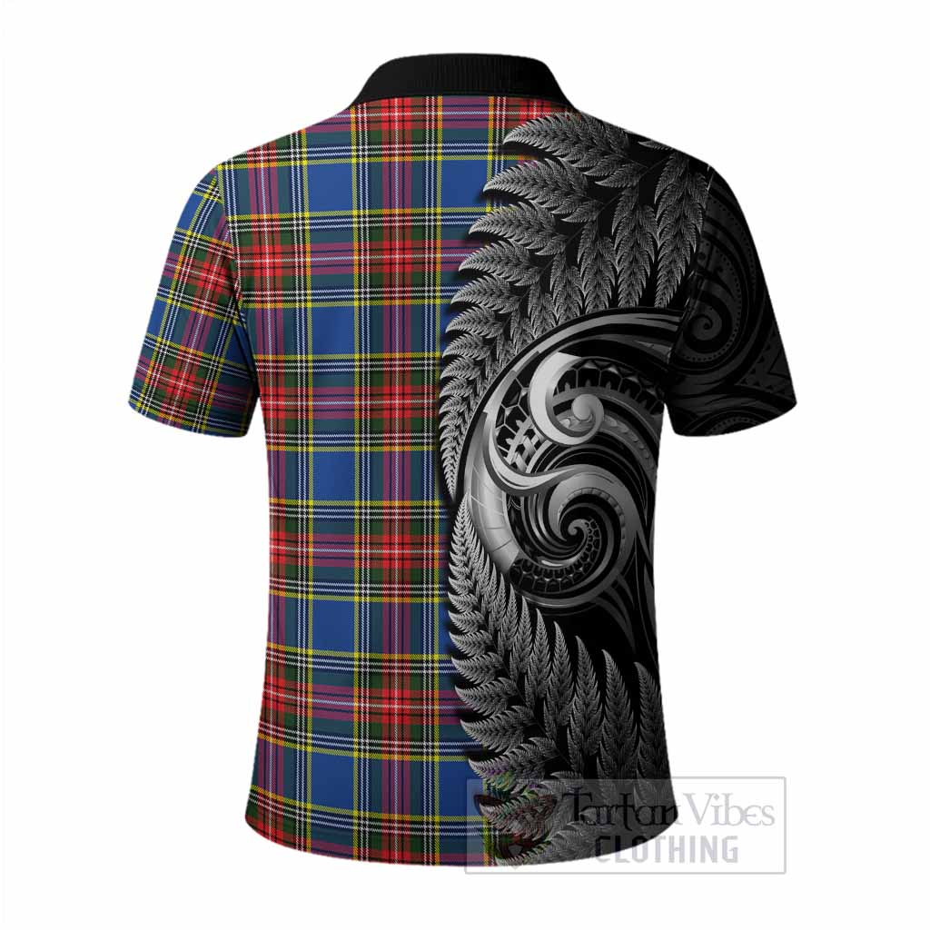 Bethune Tartan Crest Polo Shirt With New Zealand Silver Fern Maori Koru