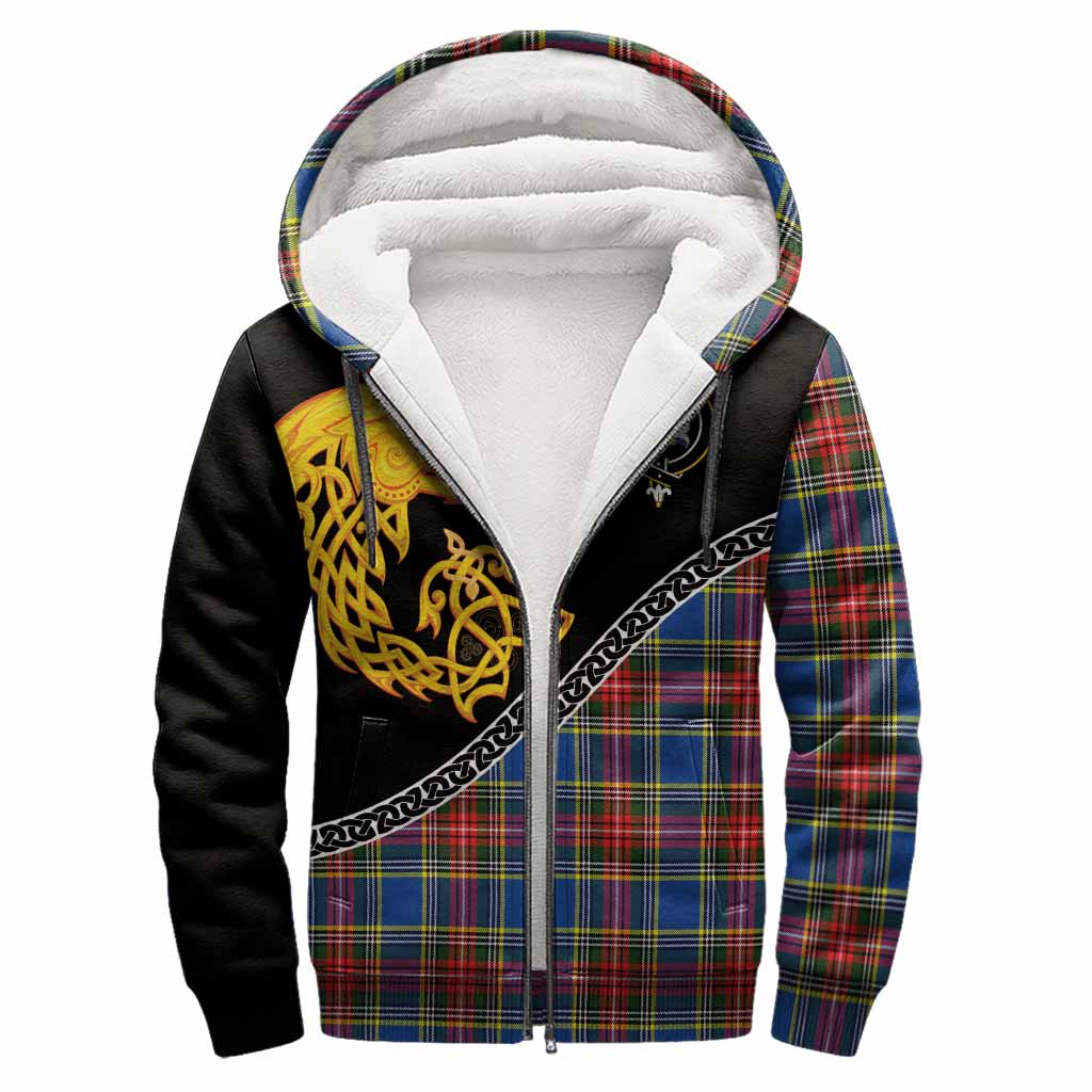 Bethune Tartan Crest Sherpa Hoodie Legendary Dragon Knot Half Style