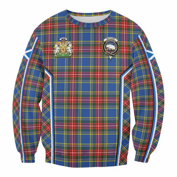 Bethune Tartan Crest Sweatshirt Scotland Coat of Arm Flag Style