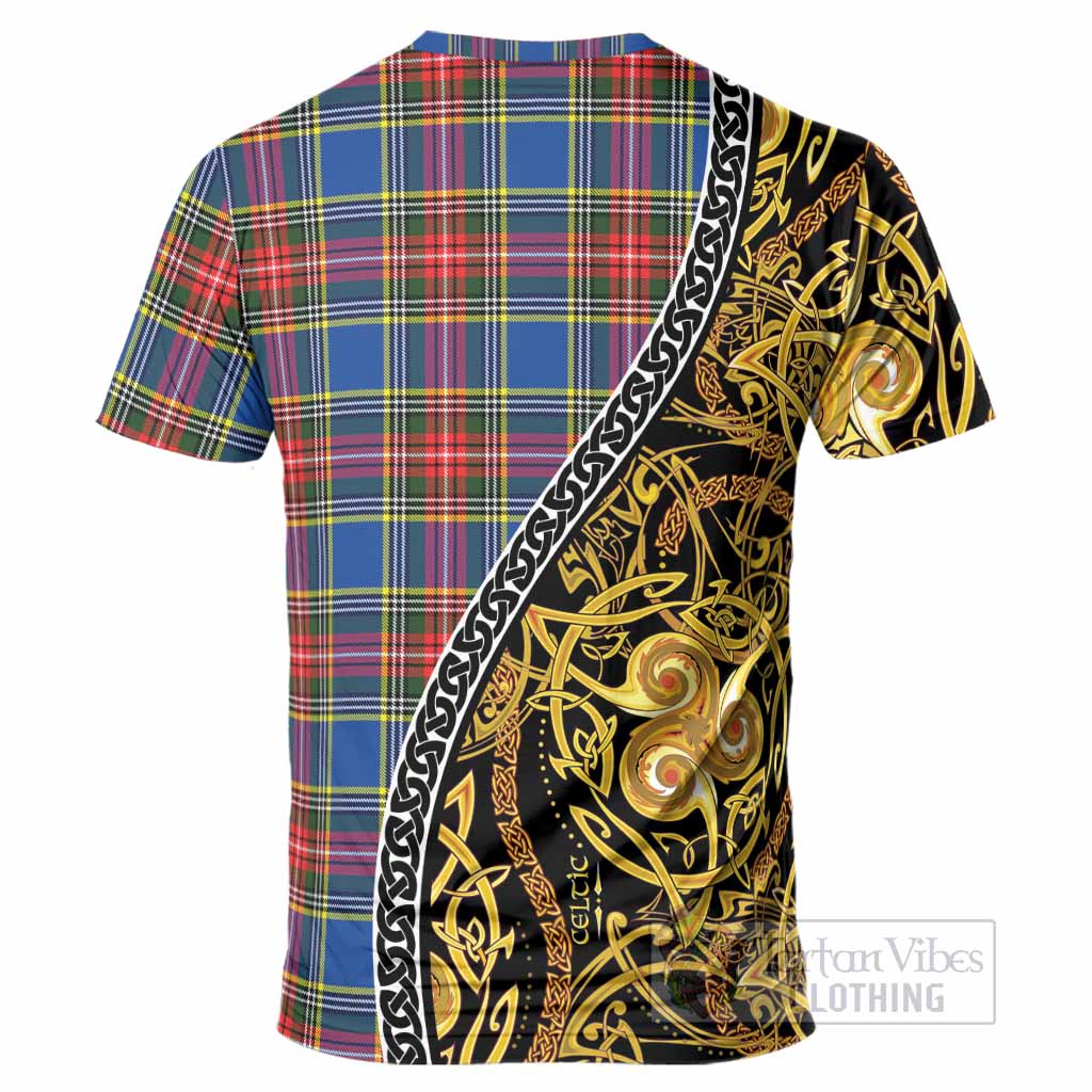 Bethune Tartan Crest T-Shirt Celtic Knot and Triple Trickle Spiral Symbols