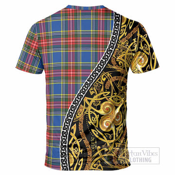 Bethune Tartan Crest T-Shirt Celtic Knot and Triple Trickle Spiral Symbols