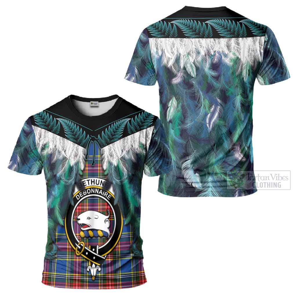 Bethune Tartan Crest T-Shirt New Zealand Maori Korowai Cloak