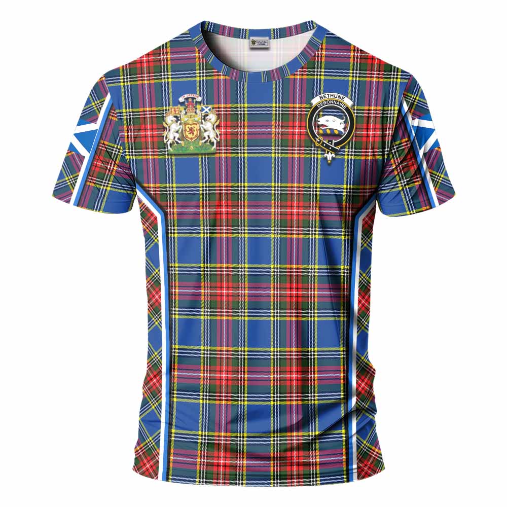 Bethune Tartan Crest T-shirt Scotland Coat of Arm Flag Style - Tartan Vibes Clothing