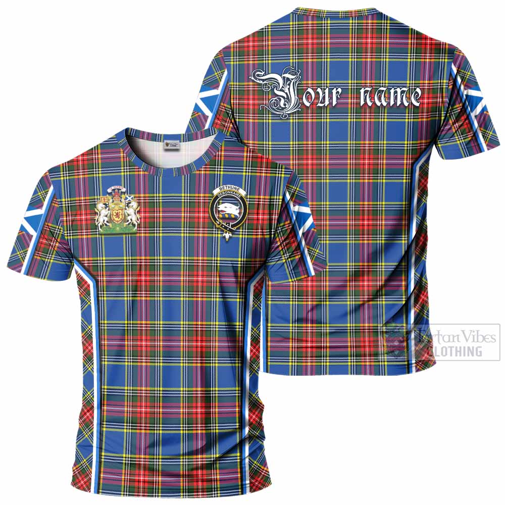 Bethune Tartan Crest T-shirt Scotland Coat of Arm Flag Style - Tartan Vibes Clothing