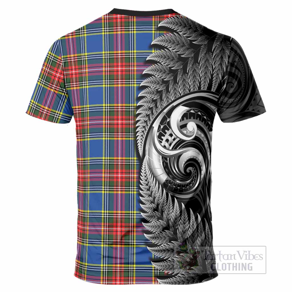 Bethune Tartan Crest T-Shirt With New Zealand Silver Fern Maori Koru