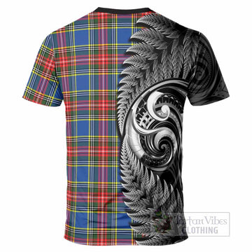Bethune Tartan Crest T-Shirt With New Zealand Silver Fern Maori Koru