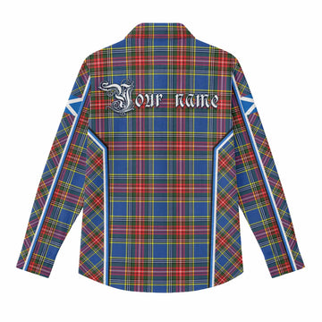 Bethune Tartan Crest Women Casual Shirt Scotland Coat of Arm Flag Style