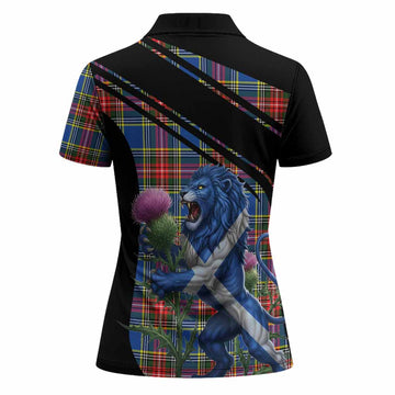 Bethune Tartan Crest Women Polo Shirt Scottish Lion Rampant Thistle