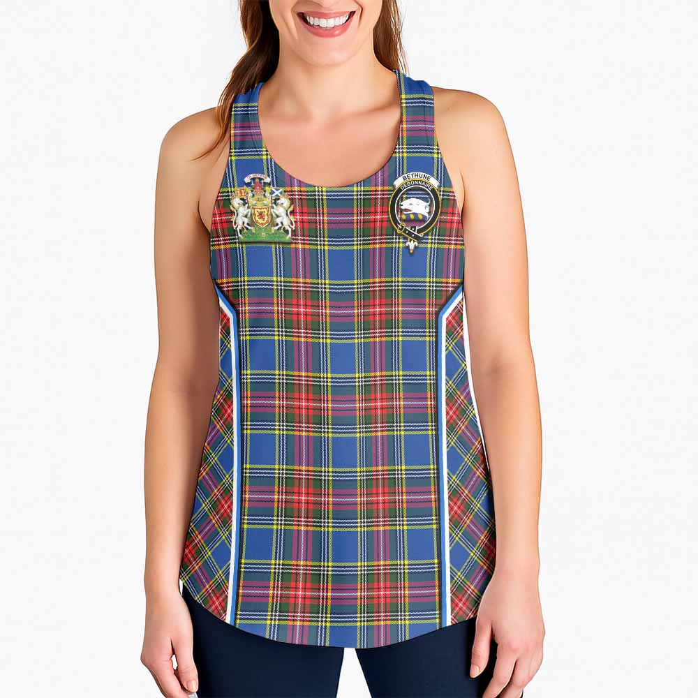 Bethune Tartan Crest Women Racerback Tanks Scotland Coat of Arm Flag Style - Tartan Vibes Clothing