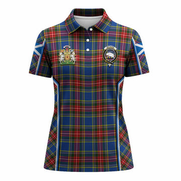 Bethune Tartan Crest Women's Polo Shirt Scotland Coat of Arm Flag Style