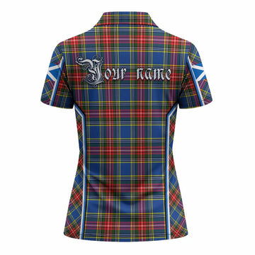 Bethune Tartan Crest Women's Polo Shirt Scotland Coat of Arm Flag Style