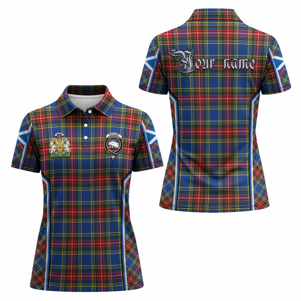 Bethune Tartan Crest Women's Polo Shirt Scotland Coat of Arm Flag Style - Tartan Vibes Clothing