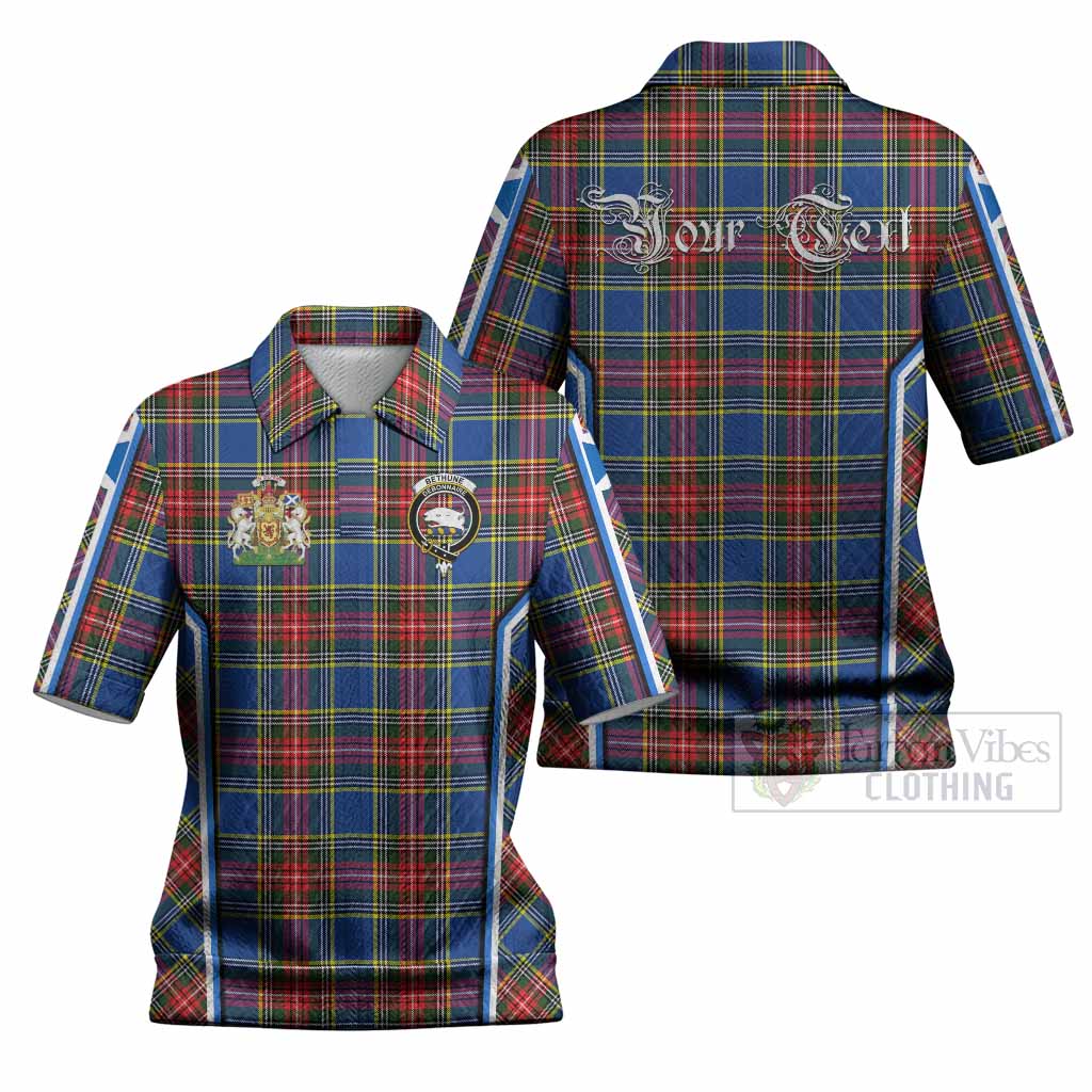 Bethune Tartan Crest Women’s Polo Sweater Top Scotland Coat of Arm Flag Style