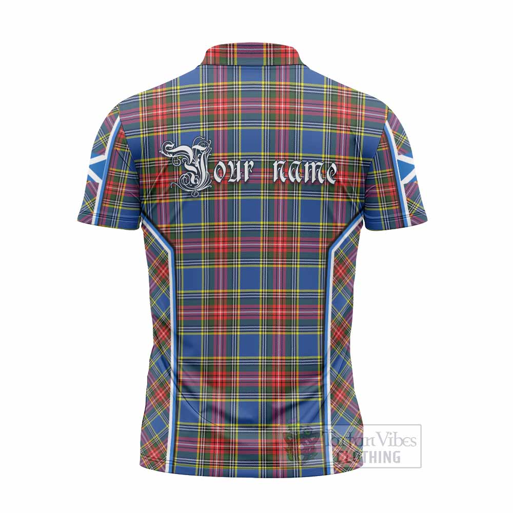 Bethune Tartan Crest Zipper Polo Shirt Scotland Coat of Arm Flag Style - Tartan Vibes Clothing