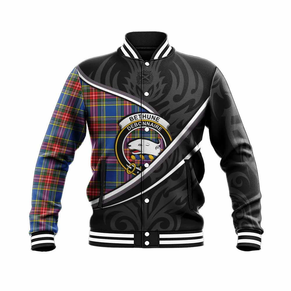 Bethune Tartan Family Crest Baseball Jacket Celtic Scottish Thistle Floral - Tartan Vibes Clothing