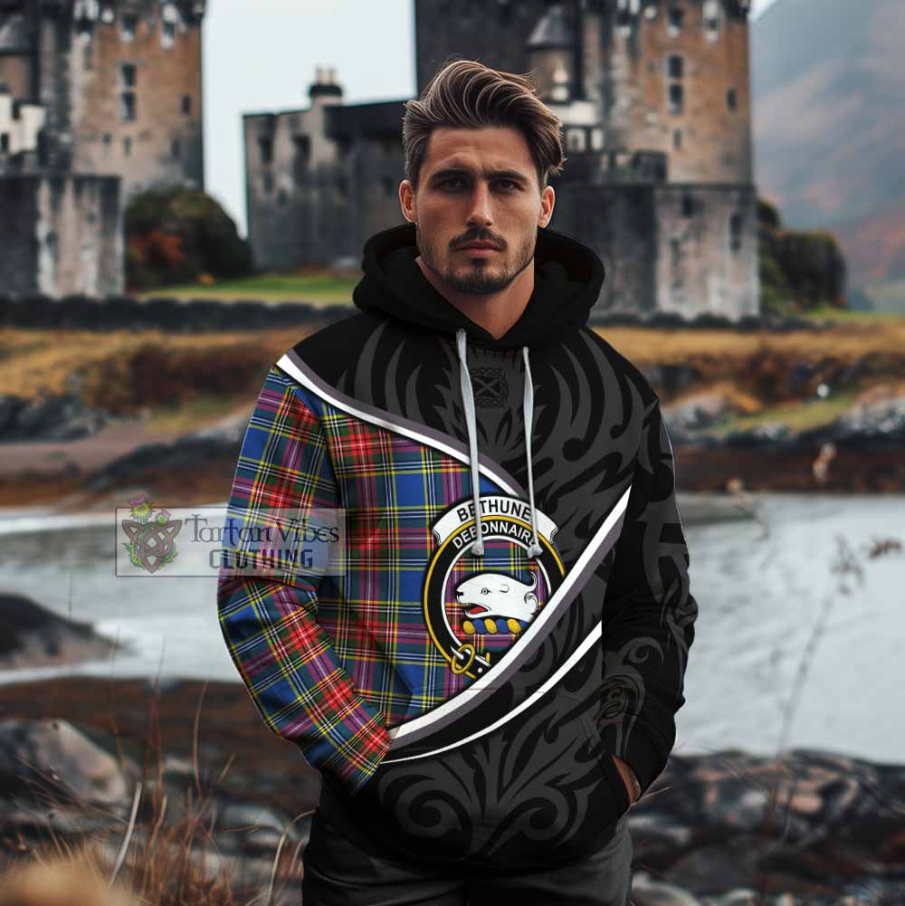 Bethune Tartan Family Crest Cotton Hoodie Celtic Scottish Thistle Floral - Tartan Vibes Clothing