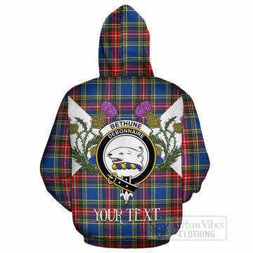 Bethune Tartan Family Crest Cotton Hoodie Scottish Burns Night Thistle Floral