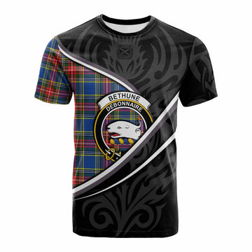 Bethune Tartan Family Crest Cotton T-shirt Celtic Scottish Thistle Floral - Tartan Vibes Clothing