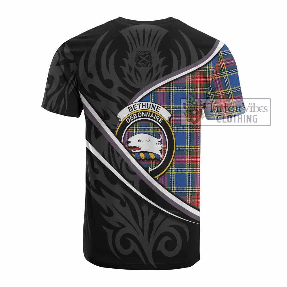 Bethune Tartan Family Crest Cotton T-shirt Celtic Scottish Thistle Floral - Tartan Vibes Clothing