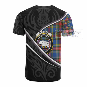Bethune Tartan Family Crest Cotton T-shirt Celtic Scottish Thistle Floral - Tartan Vibes Clothing