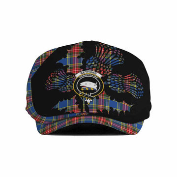 Bethune Tartan Family Crest Flat Cap, Jeff Cap Scotland Thistle Floral