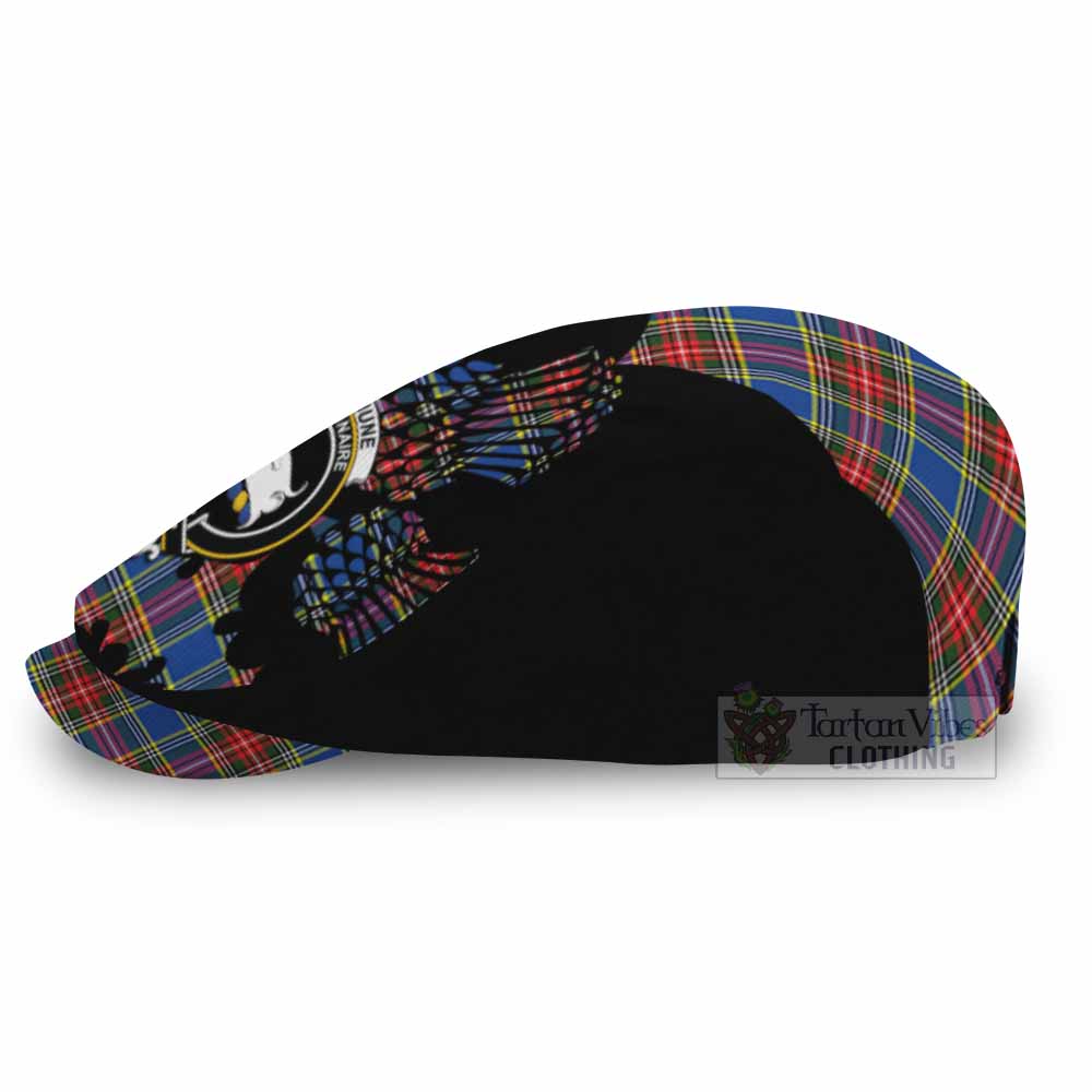 Bethune Tartan Family Crest Flat Cap, Jeff Cap Scotland Thistle Floral