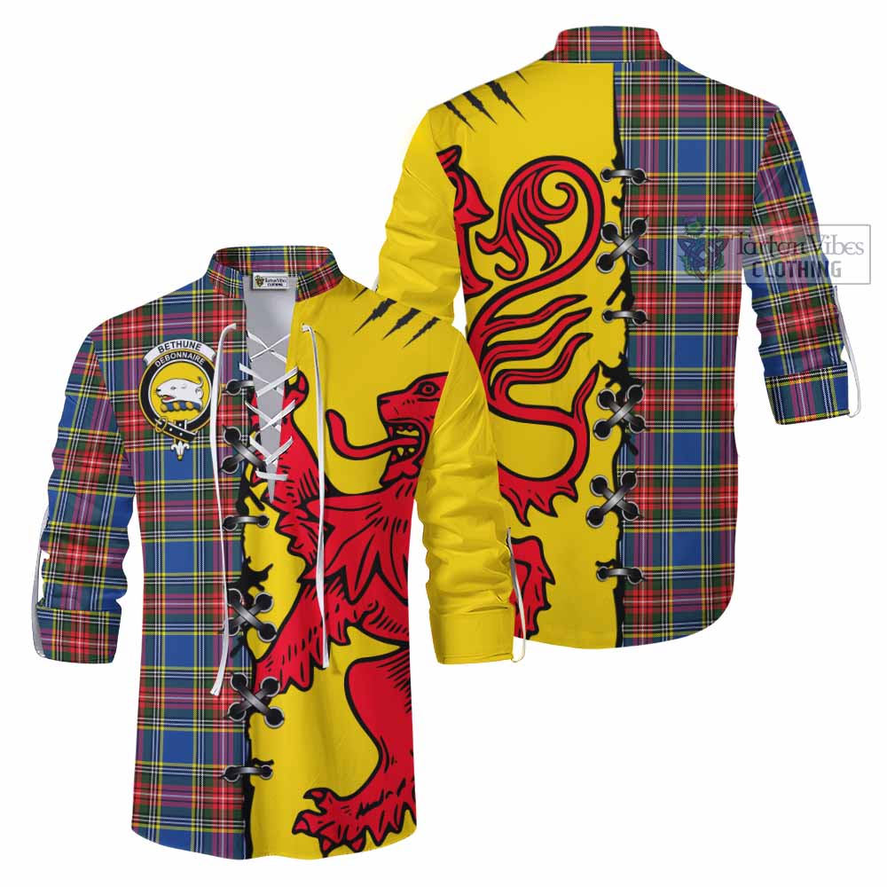 Bethune Tartan Family Crest Ghillie Kilt Shirt Lion Rampant Honor - Tartan Vibes Clothing
